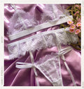 Conjuntos Lirio Enredado - conjunto blanco/lila de encaje con liguero - Seduxxion