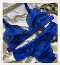 Lencería Zafiro Ribeteado - conjunto azul rey de encaje tipo triangulo con ribete de encaje - Seduxxion