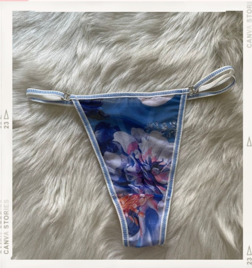 Pantys Estampado Azul - panty azul con estampado floral acuarela multicolor - Seduxxion