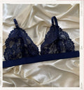 Braletts Bralette Medianoche - bralette azul marino de encaje floral oscuro - Seduxxion