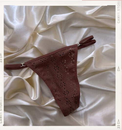 Pantys Café Bordado - panty marron/cafe de encaje ojales - Seduxxion