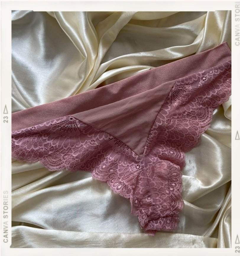 Pantys Rosa Ribeteada - panty rosa palo con ribete de encaje - Seduxxion