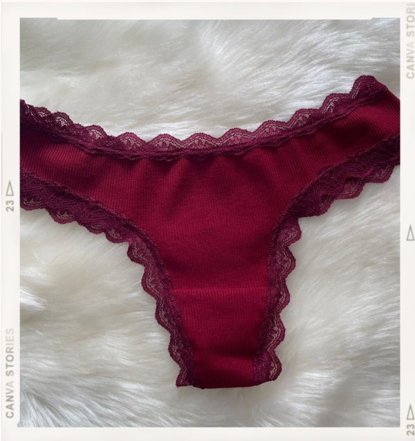 Pantys Granate Festoneado - panty vinotinto con ribete de encaje festoneado - Seduxxion