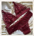 Lencería Vino Elegante - conjunto vinotinto de encaje tipo triangulo - Seduxxion