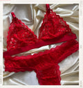Lencería Rojo Pasional - conjunto rojo de encaje tipo triangulo - Seduxxion